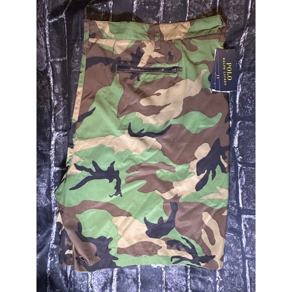 Polo Ralph Lauren Green Camo Performance All Day Beach Shorts, Size 54B, NWT - Picture 6 of 9